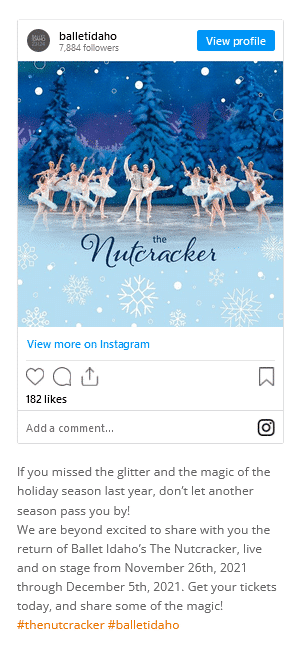 Ballet Idaho Instagram post