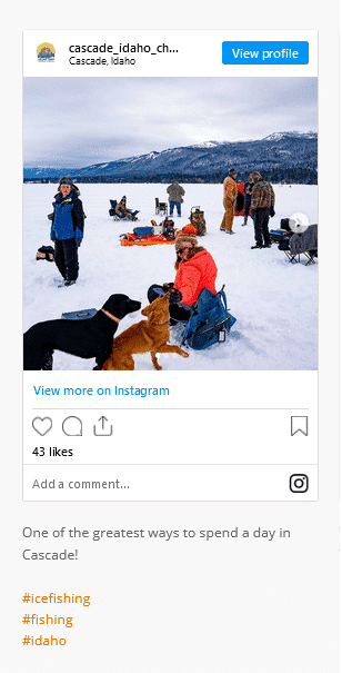Cascade, Idaho Chambers Instagram post