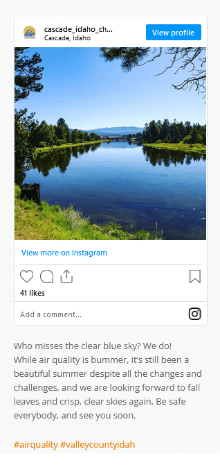 Cascade Chamber of Commerce Instagram post