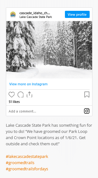 Cascade Chamber of Commerce Instagram post